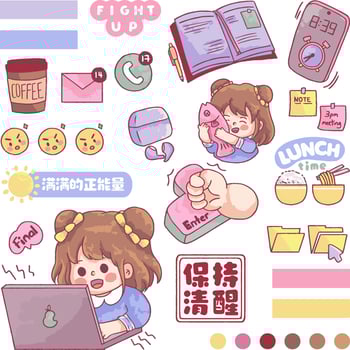 A cute girl is working happly with her job vector