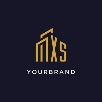 XS initial monogram with building logo design vector