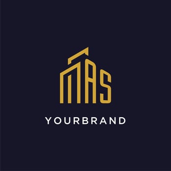 AS initial monogram with building logo design vector