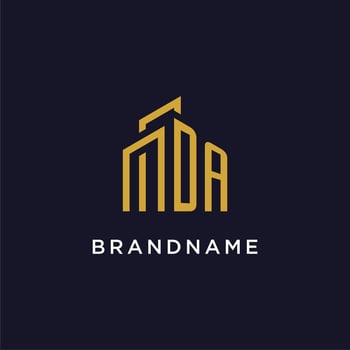 DA initial monogram with building logo design vector