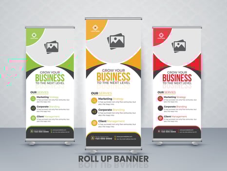Business roll up standee banner design vector