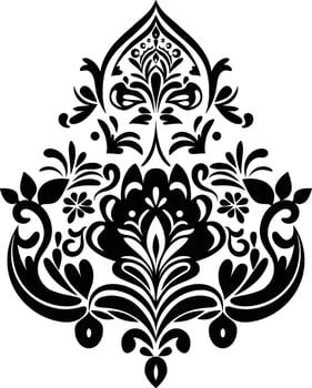 Vintage damask baroque ornament with floral retro antique style. Isolated element for wedding decoration. vector