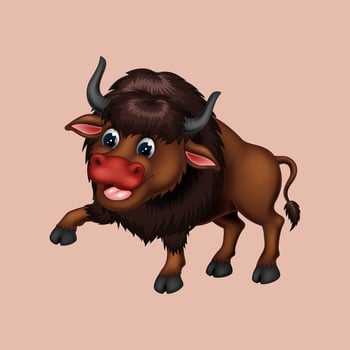 bison cartoon posing  vector isolated