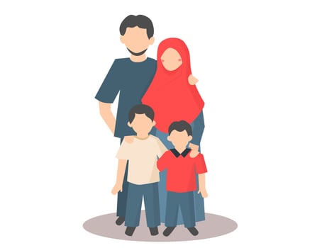Cute Happy Muslim Family Illustration vector