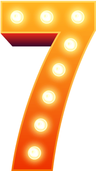 Number 7 retro light bulbs element isolated illustration png