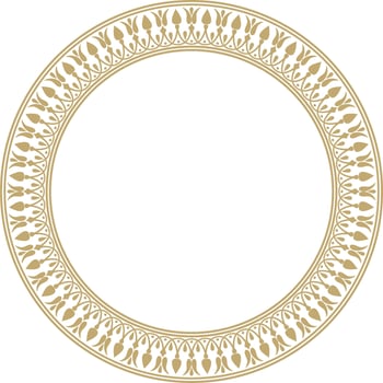 Vector gold round classic Greek meander ornament. Pattern, circle of Ancient Greece. Border, frame, ring of the Roman Empire