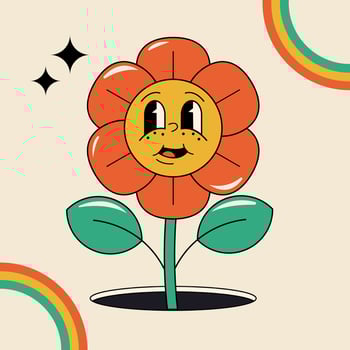 groovy flower vector illustation