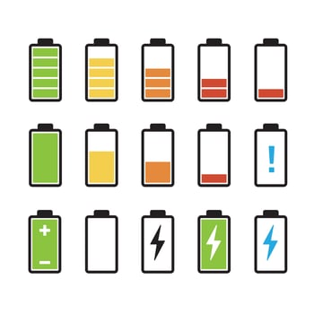 Battery icons with level charger vector illustration