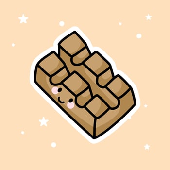 Cute Kawaii Chocolate is isolated on a brown background vector