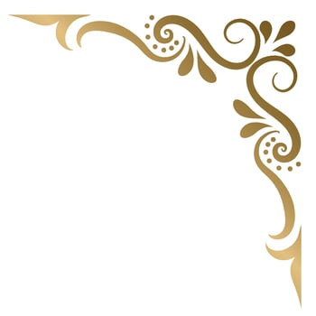 Gold vintage baroque corner ornament retro pattern antique style acanthus. Decorative design element filigree calligraphy. You can use for wedding decoration of greeting card and laser cutting. vector