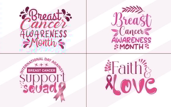 Free vector international day against breast cancer lettering labels collection.