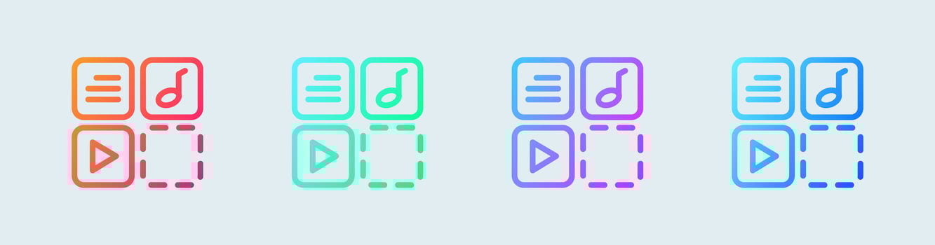 Content line icon in gradient colors. Social media signs vector illustration.