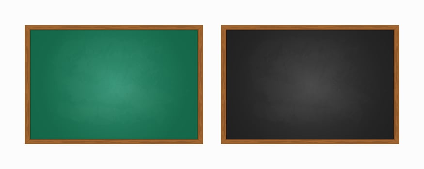 Realistic black and green blackboard in wooden frame isolated on white background vector