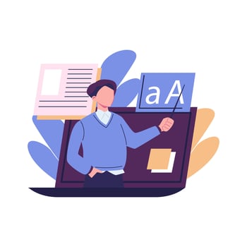 online course concept, flat vector illustration