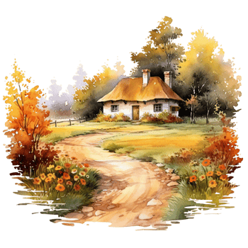 house in autumn season ai generative png