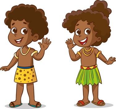 Vector illustration of a boy and girl dressed in traditional african clothes