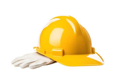 A yellow hardhat and glove isolated png