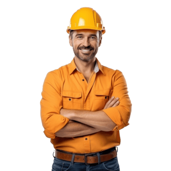 Attractive man in construction helmet png