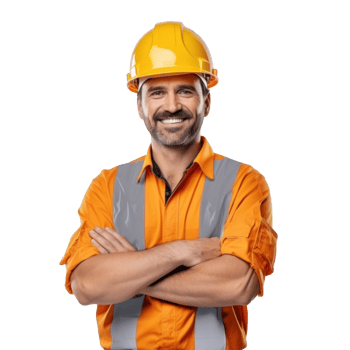 Attractive man in construction helmet png