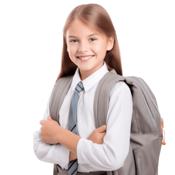 Happy school girl isolated png