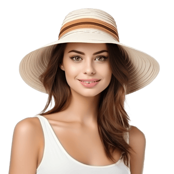 Beautiful girl with summer cap png