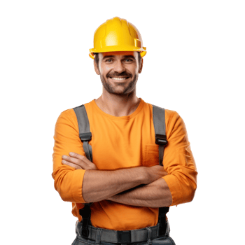 Attractive man in construction helmet png