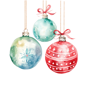 Watercolor Christmas ball isolated png