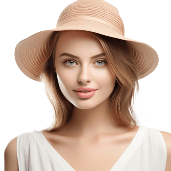 Beautiful girl with summer cap png