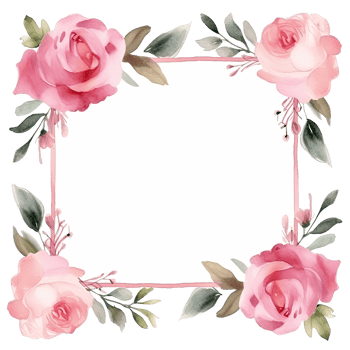 Romantic wedding watercolor frame png