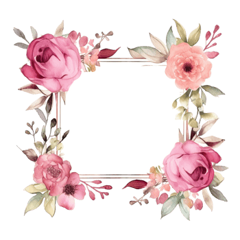 Romantic wedding watercolor frame png
