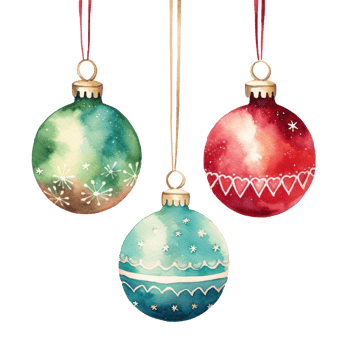 Watercolor Christmas ball isolated png
