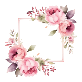 Romantic wedding watercolor frame png