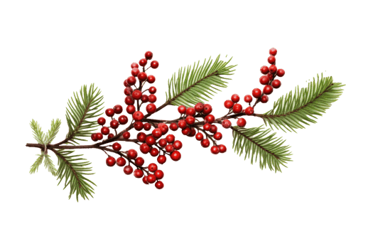 Pine branch with berries isolated png