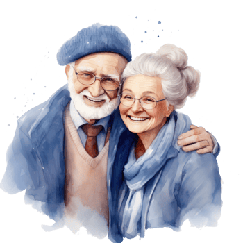 Elderly couple isolated png