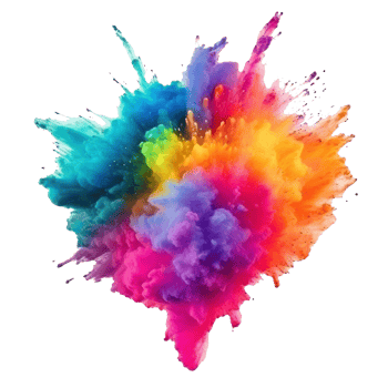 Bright colorful holi paint color powder festival explosion burst isolated png