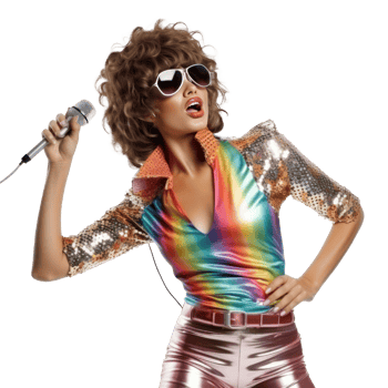 Model girl with microphone isolated png