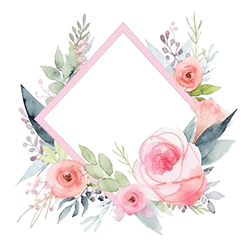 Romantic wedding watercolor frame png