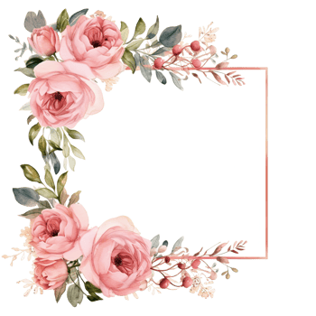 Romantic wedding watercolor frame png