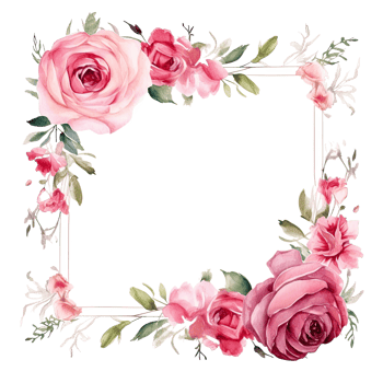 Romantic wedding watercolor frame png