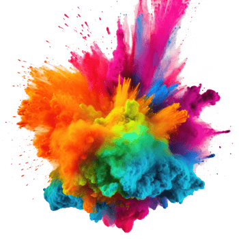 Bright colorful holi paint color powder festival explosion burst isolated png