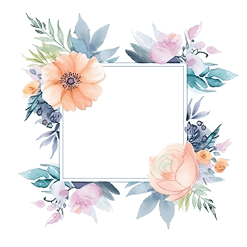 Romantic wedding watercolor frame png