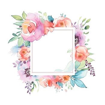 Romantic wedding watercolor frame png