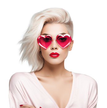 Fashion girl in pink glasses png