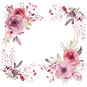 Romantic wedding watercolor frame png