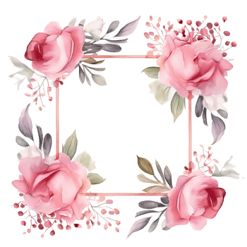 Romantic wedding watercolor frame png