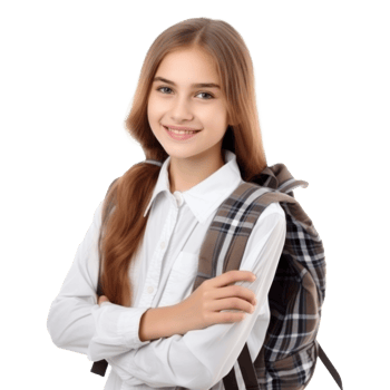 Happy school girl isolated png