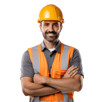 Attractive man in construction helmet png