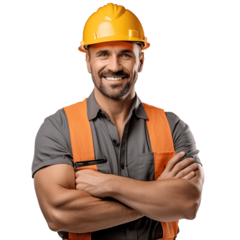Attractive man in construction helmet png