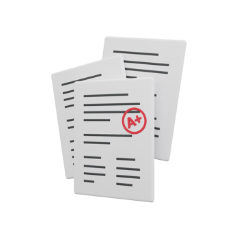 Creative exam paper , document paper, assignment concept. 3d vector illustration. png