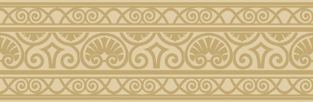 Vector gold seamless classic renaissance ornament. Endless european border, revival style frame